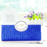 Fashion Road Womens Luxury Evening Wedding Party Purse Clutch Rhinestone Satin Pleated Handbag
