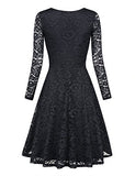 Laksmi Womens Elegant Floral Lace Long Sleeve Fit and Flare A Line Dress