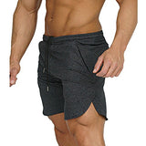 Men's Gym Workout Shorts Running Short Pants Fitted Training Bodybuilding Jogger With Zipper Pockets 3 Colors