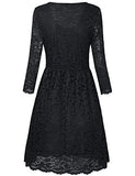 HNNATTA Juniors' Floral Lace 3/4 Sleeve A Line Round Neck Pleated Swing Cocktail Party Dress