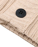 MIEDEON Mens Casual Stand Collar Cable Knitted Button Down Cardigan Sweater