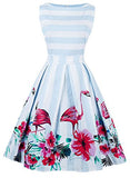 KILLREAL Women's Vintage Sleeveless Floral Organza Cocktail Homecoming Dress