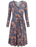 MOOSUNGEEK Women's Vintage V Neck A Line Wrap Dress with Belt(Sold Guaranteed for Quality and Delivery)