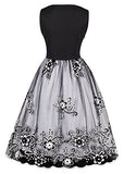KILLREAL Women's Vintage Sleeveless Floral Organza Cocktail Homecoming Dress