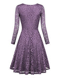 Laksmi Womens Elegant Floral Lace Long Sleeve Fit and Flare A Line Dress