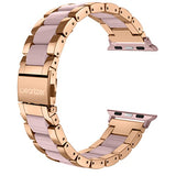 For Apple Watch Band 38mm, Wearlizer Fashion Metal Wristbands Replacement iWatch Stainless Steel Strap for Apple Watch Series 3, Series 2, Series 1, Sport, Edition---38mm Rose Gold + Pink