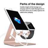 [Updated Solid Version] OMOTON 2 in 1 Universal Desktop Cell Phone Stand and Apple Watch Stand, Advanced 4mm Thickness Aluminum Stand Holder for iPhone and Apple Watch (Both 38mm & 42mm)