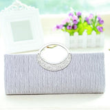 Fashion Road Womens Luxury Evening Wedding Party Purse Clutch Rhinestone Satin Pleated Handbag