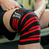 Mava Sports Knee Wraps (Pair) for Cross Training WODs,Gym Workout,Weightlifting,Fitness & Powerlifting - Knee Straps for Squats - For Men & Women- 72"-Compression & Elastic Support