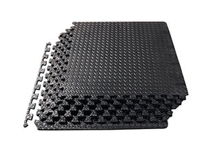 ProSource Puzzle Exercise Mat, EVA Foam Interlocking Tiles, Protective Flooring for Gym Equipment and Cushion for Workouts