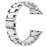 For Apple Watch Band 38mm, Wearlizer Fashion Metal Wristbands Replacement iWatch Stainless Steel Strap for Apple Watch Series 3, Series 2, Series 1, Sport, Edition---38mm Rose Gold + Pink