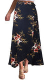 Yonala Womens Boho Floral Tie Up Waist Summer Beach Wrap Cover Up Maxi Skirt