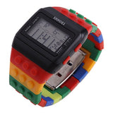 Unisex Retro Colorful Block Brick Style Multi Function Digital Sports Watches D
