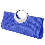 Fashion Road Womens Luxury Evening Wedding Party Purse Clutch Rhinestone Satin Pleated Handbag