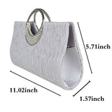 Fashion Road Womens Luxury Evening Wedding Party Purse Clutch Rhinestone Satin Pleated Handbag