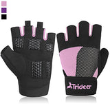 Trideer Womens Weight Lifting Gloves For Callus And Blister Protection, Breathable & Anti-slip, Padded Gym Gloves For Powerlifting, Cross Training - Available in Black, Pink, Purple (Pair)