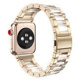 For Apple Watch Band 38mm, Wearlizer Fashion Metal Wristbands Replacement iWatch Stainless Steel Strap for Apple Watch Series 3, Series 2, Series 1, Sport, Edition---38mm Rose Gold + Pink