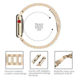 For Apple Watch Band 38mm, Wearlizer Fashion Metal Wristbands Replacement iWatch Stainless Steel Strap for Apple Watch Series 3, Series 2, Series 1, Sport, Edition---38mm Rose Gold + Pink