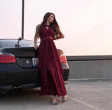 Noctflos Chiffon Elegant Maxi Cocktail Evening Dress For Women Party Wedding