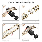 For Apple Watch Band 38mm, Wearlizer Fashion Metal Wristbands Replacement iWatch Stainless Steel Strap for Apple Watch Series 3, Series 2, Series 1, Sport, Edition---38mm Rose Gold + Pink