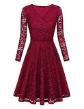 Laksmi Womens Elegant Floral Lace Long Sleeve Fit and Flare A Line Dress