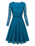 Laksmi Womens Elegant Floral Lace Long Sleeve Fit and Flare A Line Dress