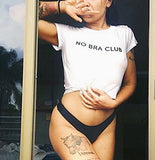 Womens Teen Girls O Neck Short Sleeve NO BRA CLUB Crop Top Cotton T-shirts