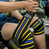 Mava Sports Knee Wraps (Pair) for Cross Training WODs,Gym Workout,Weightlifting,Fitness & Powerlifting - Knee Straps for Squats - For Men & Women- 72"-Compression & Elastic Support