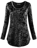 SeSe Code Women's Casual Long Sleeve Crew Neck Form Fitting Velvet Vintage Tunic Top(FBA)