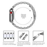 For Apple Watch Band 38mm, Wearlizer Fashion Metal Wristbands Replacement iWatch Stainless Steel Strap for Apple Watch Series 3, Series 2, Series 1, Sport, Edition---38mm Rose Gold + Pink