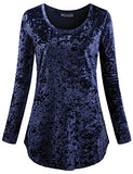 SeSe Code Women's Casual Long Sleeve Crew Neck Form Fitting Velvet Vintage Tunic Top(FBA)
