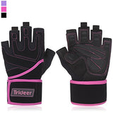 Trideer Womens Weight Lifting Gloves For Callus And Blister Protection, Breathable & Anti-slip, Padded Gym Gloves For Powerlifting, Cross Training - Available in Black, Pink, Purple (Pair)