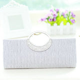 Fashion Road Womens Luxury Evening Wedding Party Purse Clutch Rhinestone Satin Pleated Handbag