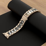 For Apple Watch Band 38mm, Wearlizer Fashion Metal Wristbands Replacement iWatch Stainless Steel Strap for Apple Watch Series 3, Series 2, Series 1, Sport, Edition---38mm Rose Gold + Pink