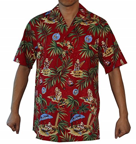 Made in Hawaii! Men's 2017 Christmas Santa Luau Cruise Hawaiian Aloha Shirt