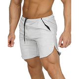 Men's Gym Workout Shorts Running Short Pants Fitted Training Bodybuilding Jogger With Zipper Pockets 3 Colors