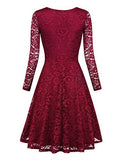 Laksmi Womens Elegant Floral Lace Long Sleeve Fit and Flare A Line Dress