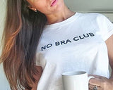 Womens Teen Girls O Neck Short Sleeve NO BRA CLUB Crop Top Cotton T-shirts