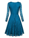 Laksmi Womens Elegant Floral Lace Long Sleeve Fit and Flare A Line Dress