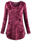 SeSe Code Women's Casual Long Sleeve Crew Neck Form Fitting Velvet Vintage Tunic Top(FBA)