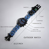 Survival Bracelet Watch, Men & Women Emergency Survival Watch with Paracord/Whistle/Fire Starter/Scraper/Compass and Thermometer, 6 in 1 Multifunctional Outdoor Gear