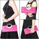 Fashion Road Womens Luxury Evening Wedding Party Purse Clutch Rhinestone Satin Pleated Handbag