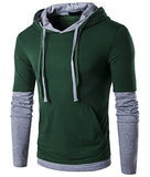 Guoji Men's Casual Slim Fit Long Sleeve T-Shirt With Hooded/Hoodies Tops