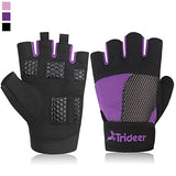 Trideer Womens Weight Lifting Gloves For Callus And Blister Protection, Breathable & Anti-slip, Padded Gym Gloves For Powerlifting, Cross Training - Available in Black, Pink, Purple (Pair)