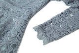 Gigileer Women's  Vintage Floral Lace V-Neck Dresses Long Sleeve For Cocktail Wedding Party