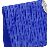 Fashion Road Womens Luxury Evening Wedding Party Purse Clutch Rhinestone Satin Pleated Handbag