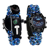 Survival Bracelet Watch, Men & Women Emergency Survival Watch with Paracord/Whistle/Fire Starter/Scraper/Compass and Thermometer, 6 in 1 Multifunctional Outdoor Gear