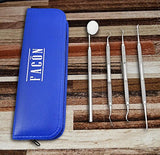 Facón Dental Hygiene Kit - Calculus & Plaque Remover Set - Dental Scaler and Probe, Tarter Scraper, Mouth Mirror and Carry Case, Professional Grade Quality Dentist Approved - Japanese Stainless Steel