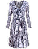 MOOSUNGEEK Women's Vintage V Neck A Line Wrap Dress with Belt(Sold Guaranteed for Quality and Delivery)