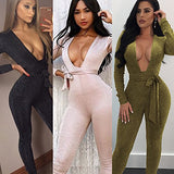 Longwu Women's Sexy Sparkly V Neck Long Sleeve Party Clubwear Bandage Romper Jumpsuit